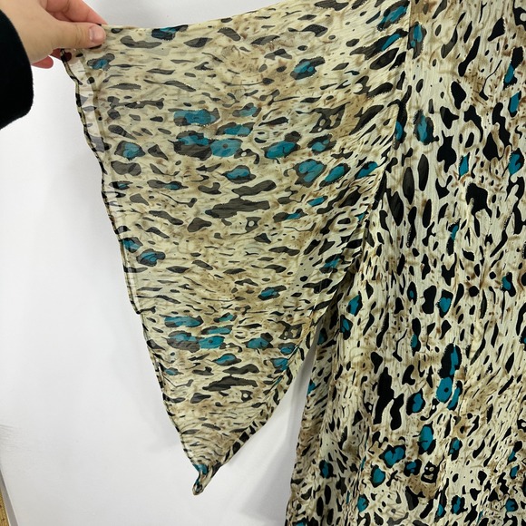 Sara Michelle Tank Cardigan Set 2X Animal Print Teal Draped Layered Boho Chic - Picture 7 of 9